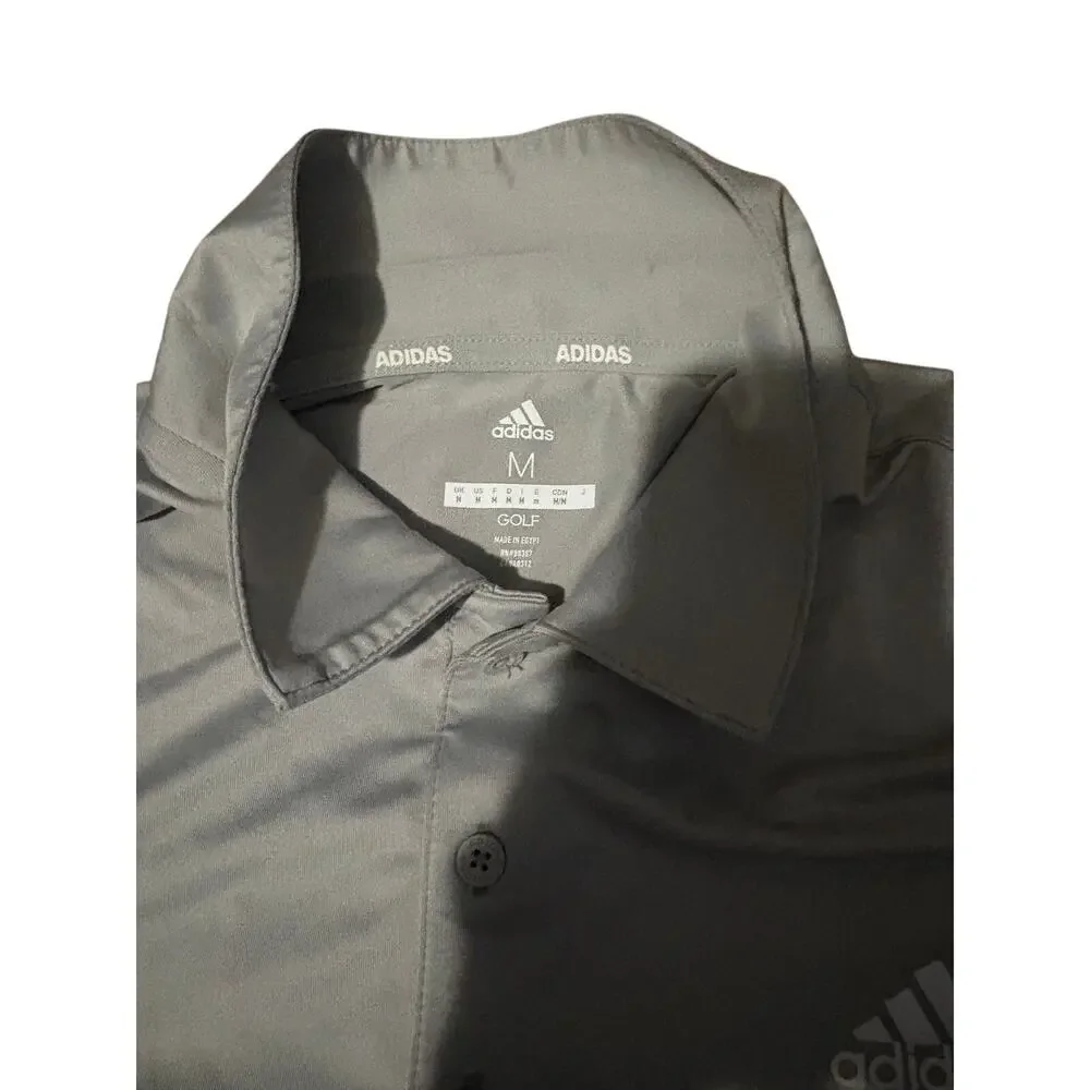 Adidas Men's Golf Polo Shirt Gray UPF 50 Size Medium New With Tags